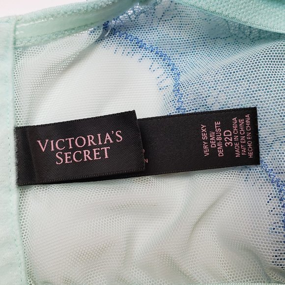 32D Rare Victoria's Secret Very Sexy teal/blue ombre lace Push up Bra - Picture 5 of 5